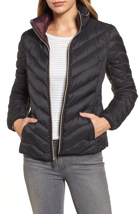 michael michael kors chevron quilted down coat 